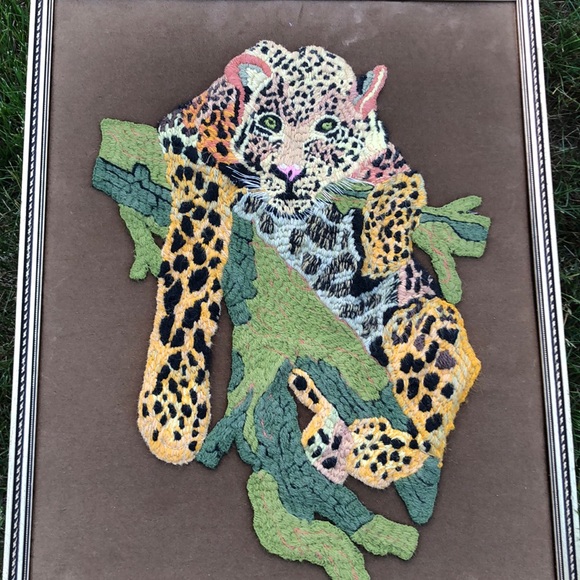 Stitched leopard painting